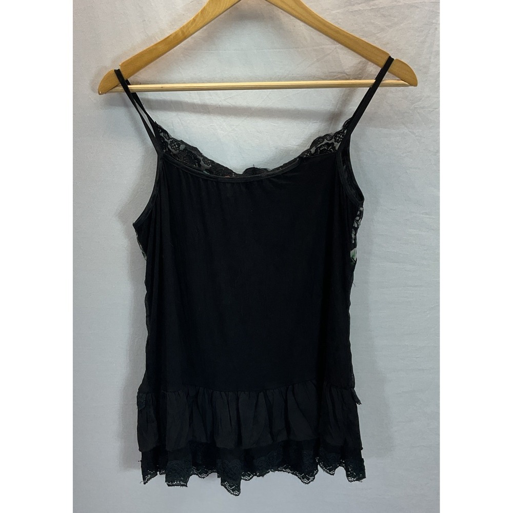 Vtg Finesse Y2K Babydoll Tank Top S Fairy Grunge Floral Coquette Lace Pleated - Picture 2 of 10